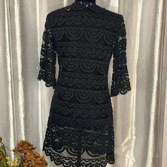 Blue Island Women’s Small Black Lacy Swim Nylon Coverup - Picture 4 of 10